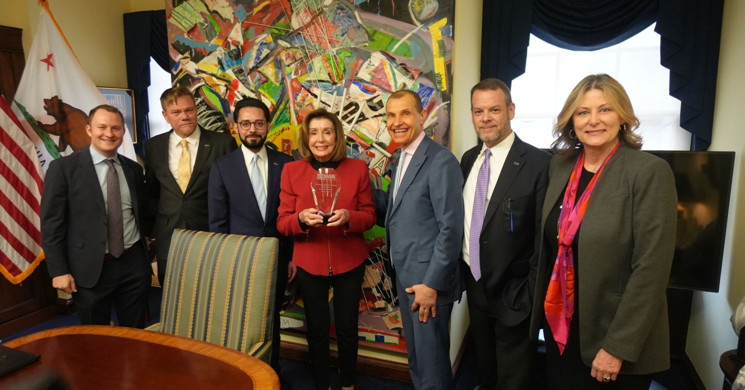 Nancy Pelosi receiving a BOMA award