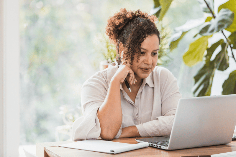 a woman working on a laptop