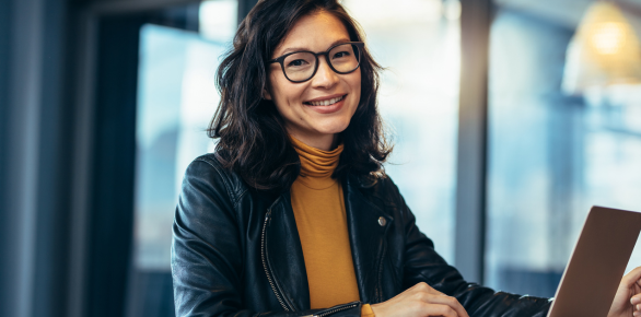 A smiling woman