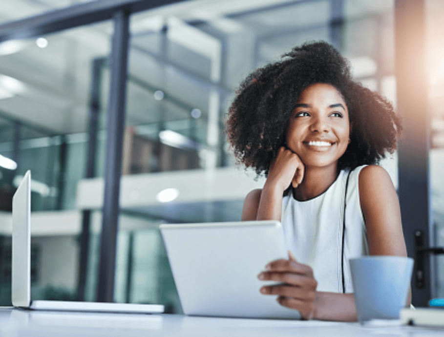 A smiling woman in an office