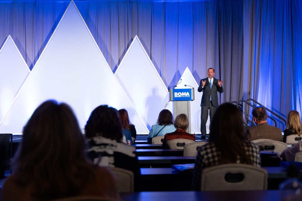 Alex Azar, 24th Secretary of the U.S. Department of Health and Human Services giving Opening Keynote
