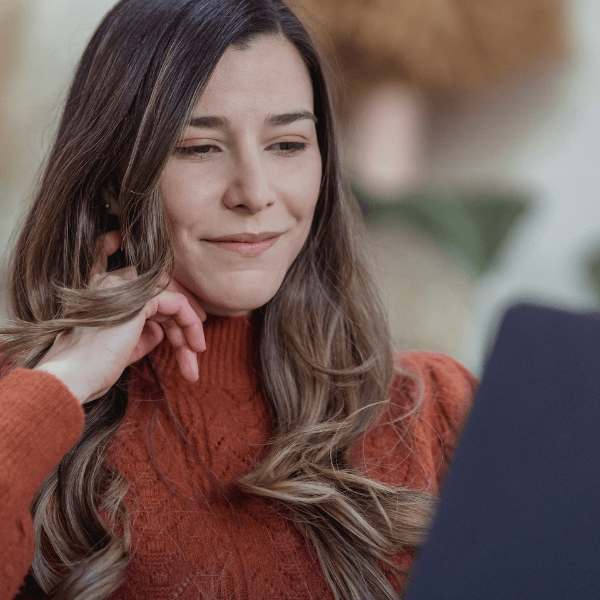 A woman working on her laptop